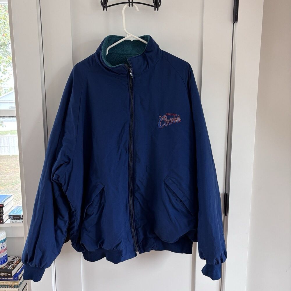 Vintage Dunbrooke Original Coors Beer Jacket 3XL USA Fleece Lined Blue - Picture 2 of 9